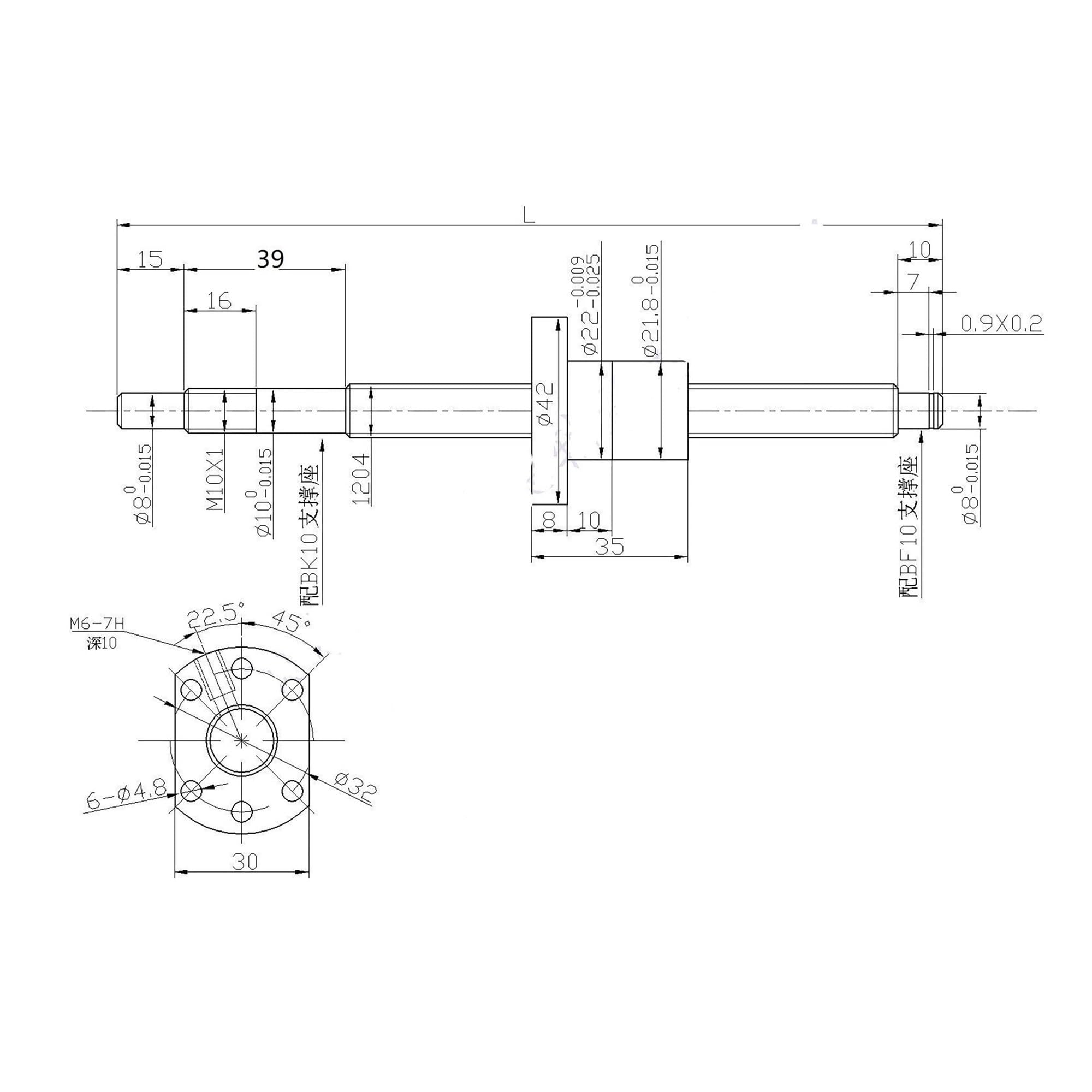 Metal Ball Screw nut SFU1204 Ball Screw Length 250 300 350 400 450 500 550 650 700 750 800 850 900mm C7 with 1204 Single Ball Nut CNC(450mm)