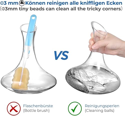 Miniatura 7 de ecooe 1200 Beads Decanter Cleaning Beads with Silicone Bag for Narrow Neck Bottle Stainless Steel Cleaning Beads Balls for Vase, Carafes, Wine