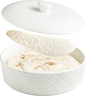 Tortilla Warmer, Embossed Tortilla Holder Servers with Lid, 8.8 Inch - T...
