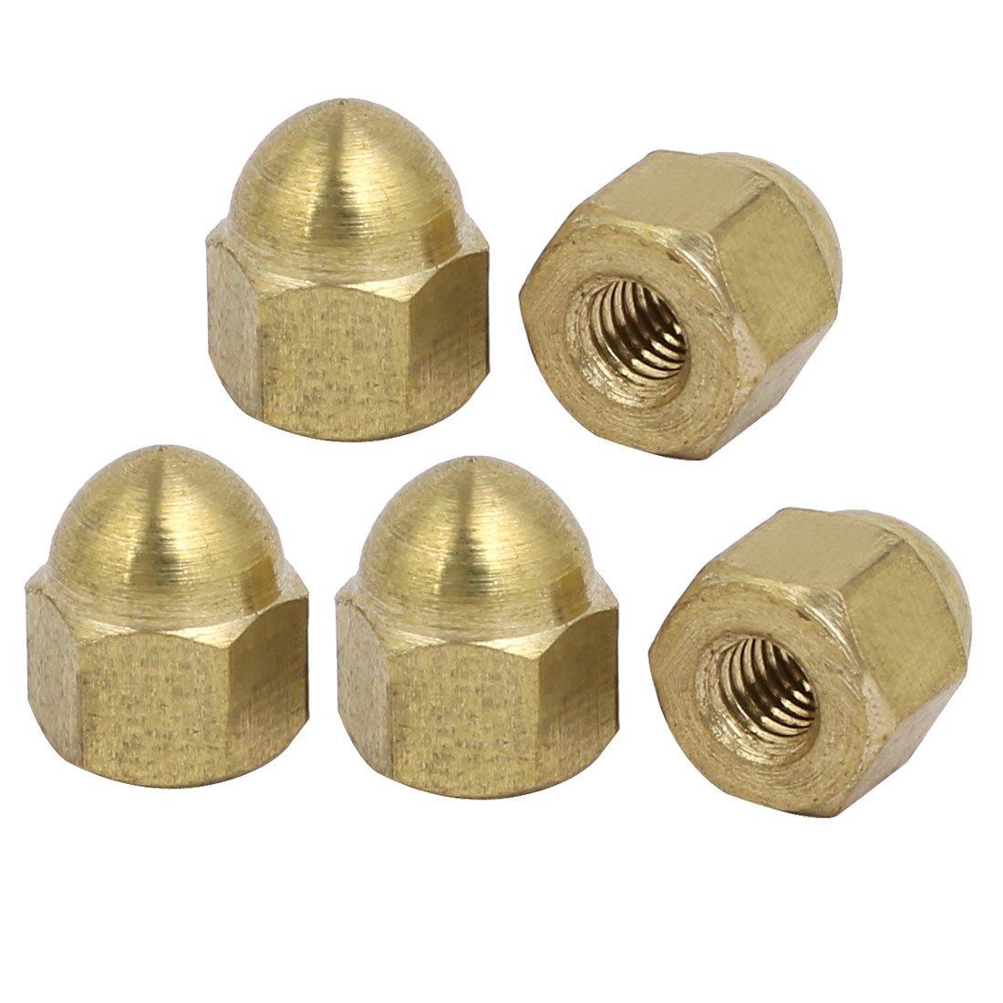 uxcell 5pcs M3 Female Thread Nut DIN1587 Dome Cap Head Hex Brass Tone
