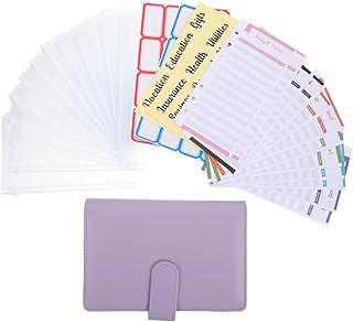 NOLITOY 4 Conjuntos Manual A6 Fichário Divisores Enchimento Envelopes Fichário Caso Claro Couro Orçamento Fichário Dinheiro Caderno Fichário Orçamento De Dinheiro Envelopes Enchimento