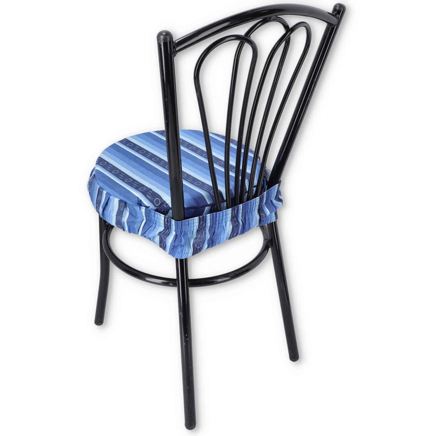Casatessile Coprisedia Con Fascia Elastica Picture - Cuscino Sfoderabile 38x38 Cm In Cotone, Stampa Astratta A Puntini, Lavabile, Made In Italy - Blu - 2
