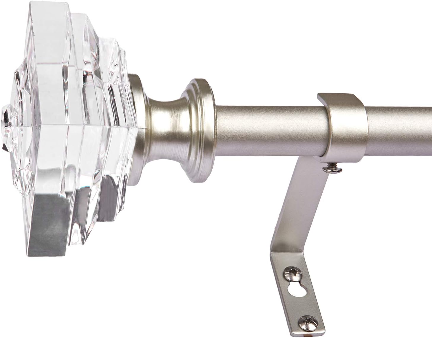 Coquilles Acrylic Square Finials Curtain Rod，3/4" Diameter Single Deorative Curtain