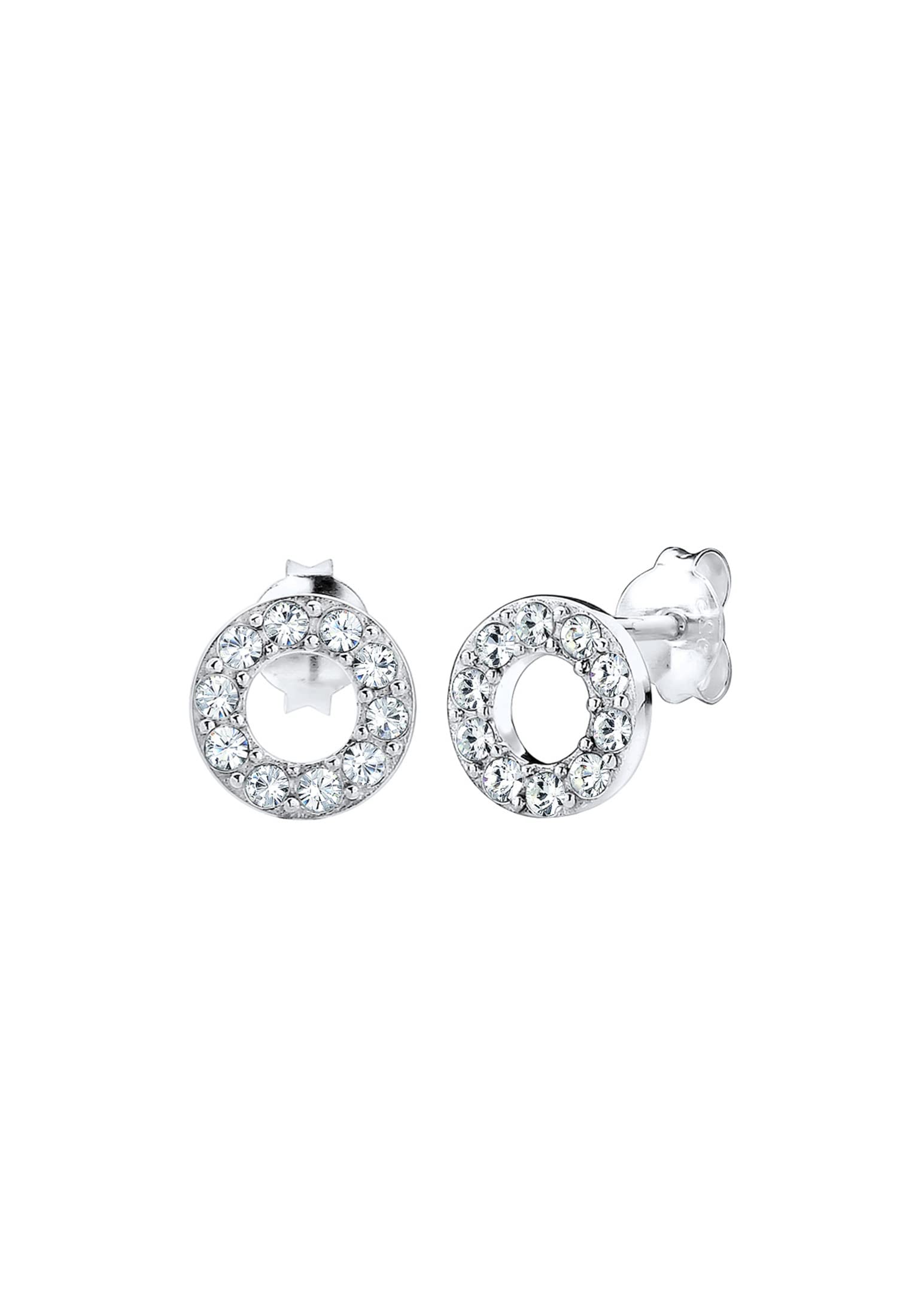 Elli Earrings Circle Cut Out with Crystals in 925 Sterling Silver