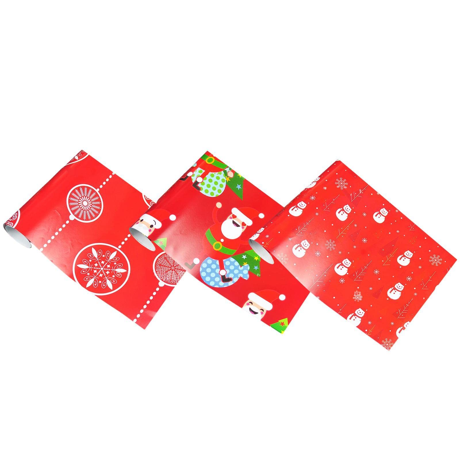 UJEAVETTE 3Pcs Wrapping Paper Set 51x75cm Handmade Unique Designs for Gift Box Party Little Snowman