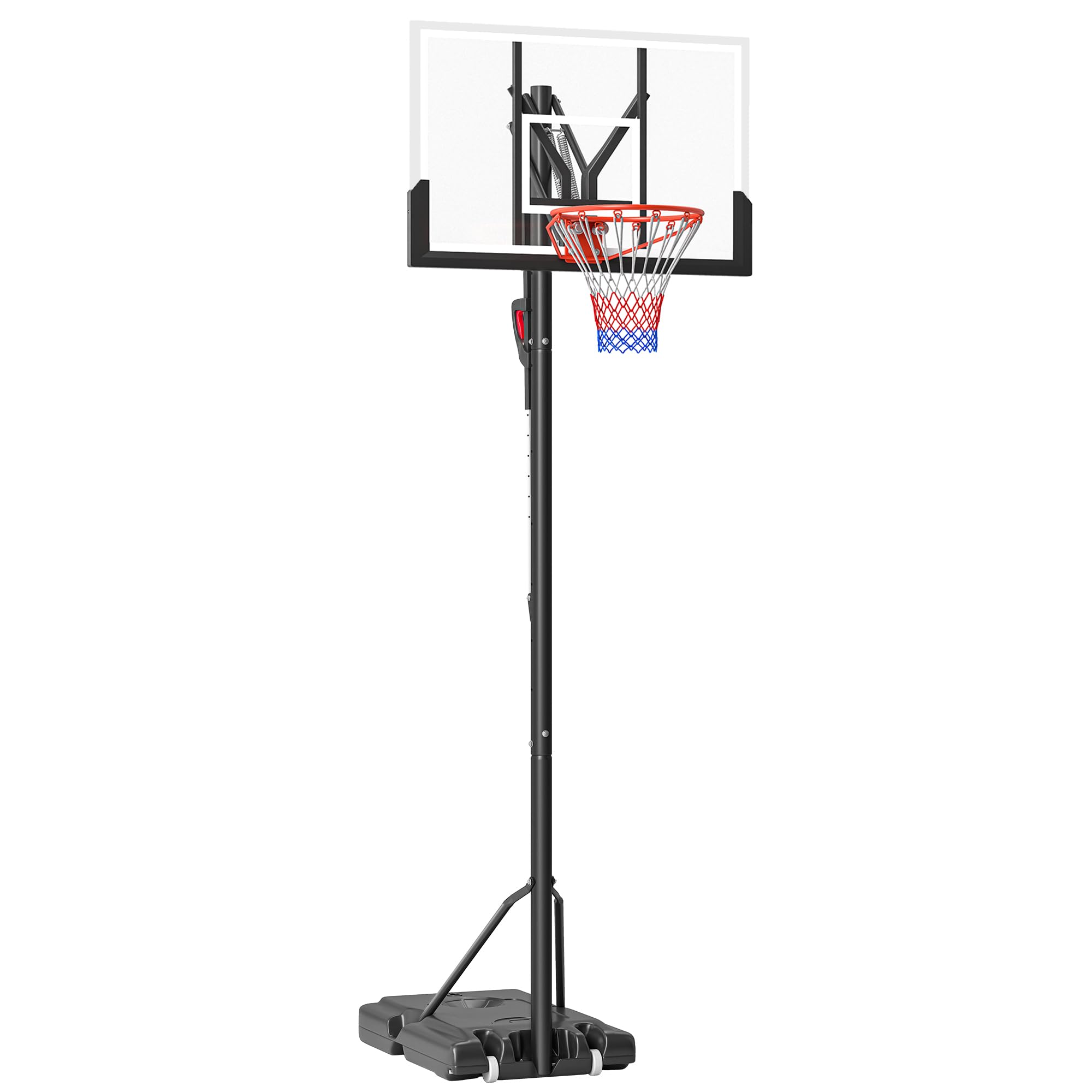 SPORTNOW Portable Basketball Hoop and Stand, 6-Level Height with Quick Lift, Shatterproof Backboard and Wheels, Free Standing Basketball Hoop System for Junior Adults, 2.35-3.05M