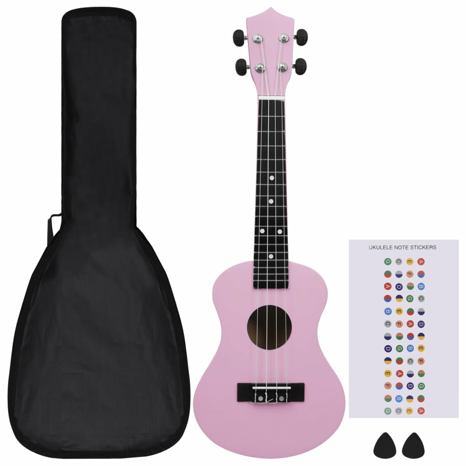 Tidyard Jeu de ukulélé Soprano avec Sac pour Enfants Rose 23"