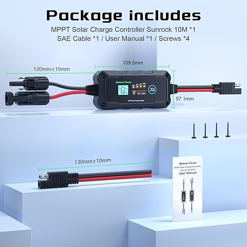 Miniatura 6 de Bateria Power Controlador de carga solar MPPT de 10A 12V, regulador de panel solar inteligente con pantalla LED y LCD, compatible con batería