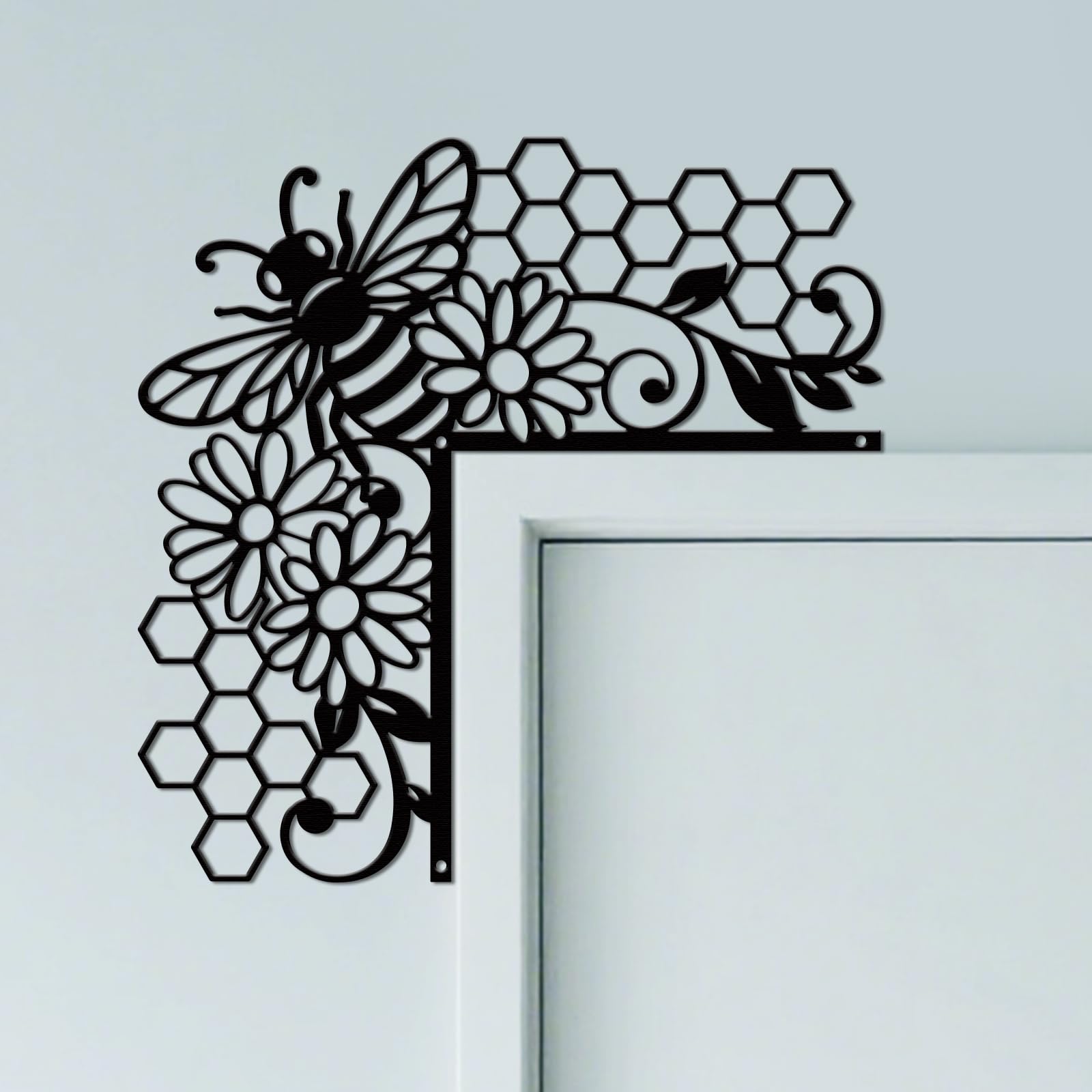 CUTHOLLOW Bee and Flower Door Topper Sign Metal Wall Art Decor โ image 1