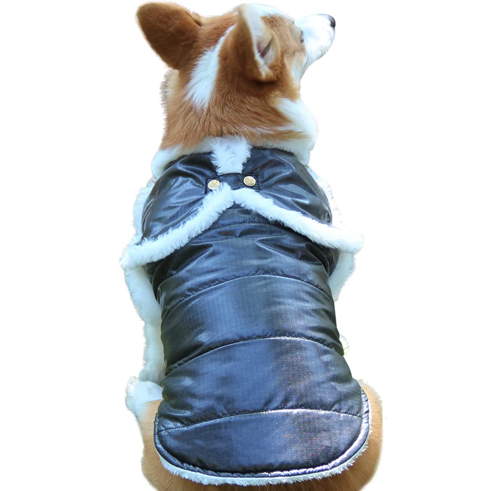 vecomfy Shawl Dog Coat for Large Dogs Fleece Lining Warm Dog Jackets for Winter Black XL