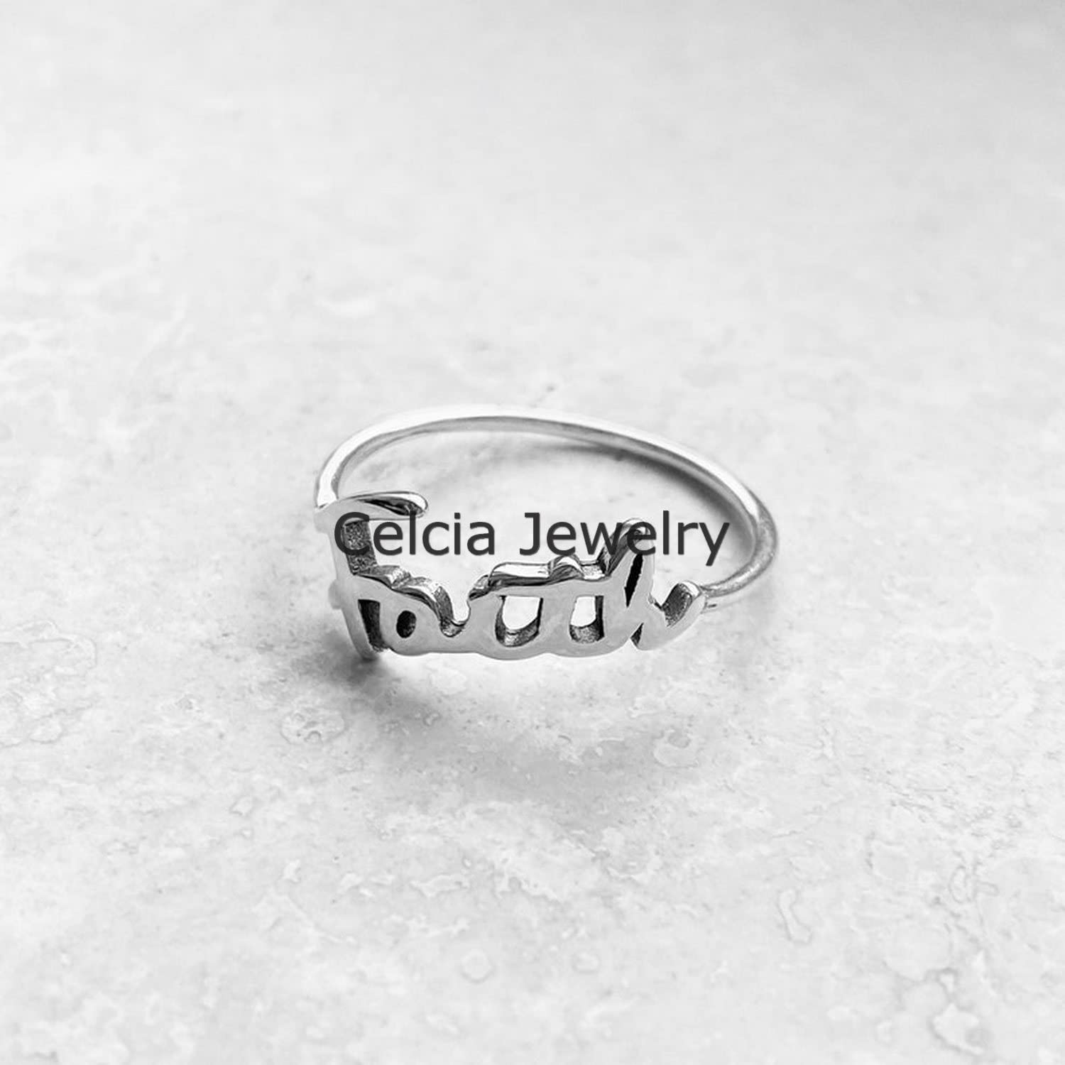 Anillo de fe de plata de ley 925 pura, anillo delicado, anillo bohemio, anillo religioso, anillo exclusivo, anillo bohemio, anillo de declaración clásico, anillo único del día de la madre