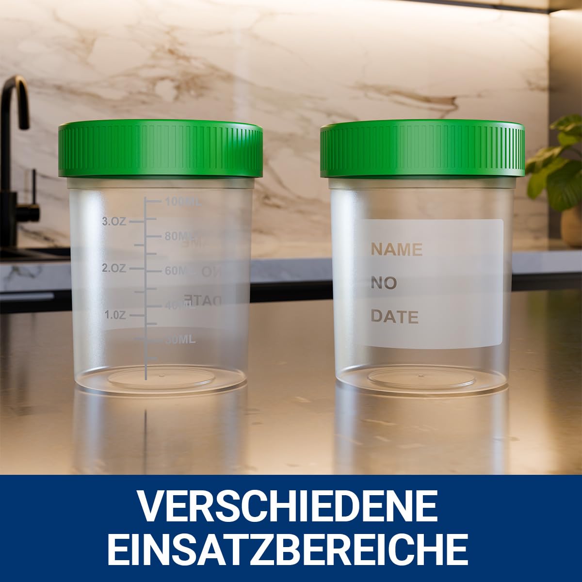 12 x kubek na mocz z zakrętką 100 ml – kubki na próbki moczu z polipropylenu – pojemnik na próbki do opisywania i szczelny do gabinetu lekarskiego, domu i pielęgnacji (pojemnik na mocz)