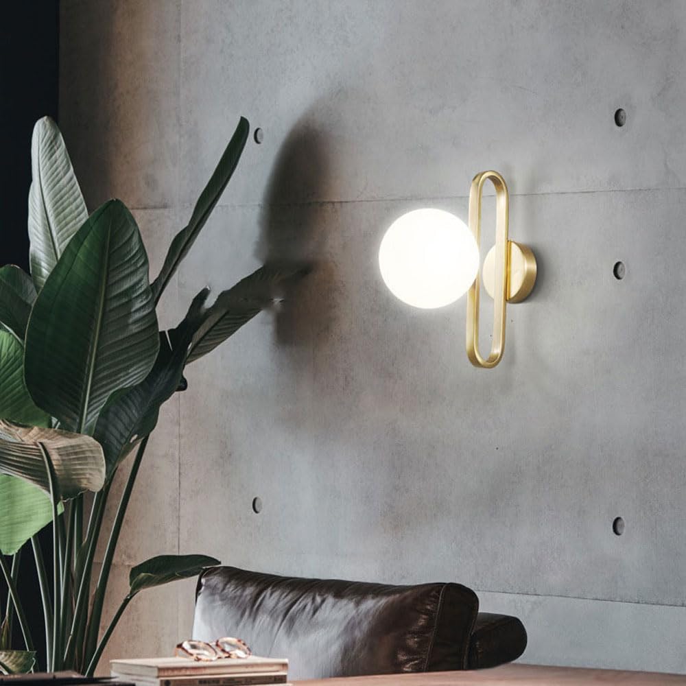 Postmoderne Glaskugel-Bett-Nachttisch-Wandlampe, nordische einfache Metallhalterung E14 Wandleuchte Badezimmerspiegel vorne Wohnzimmer kreative Persönlichkeit dekorative Wandleuchte Luxus