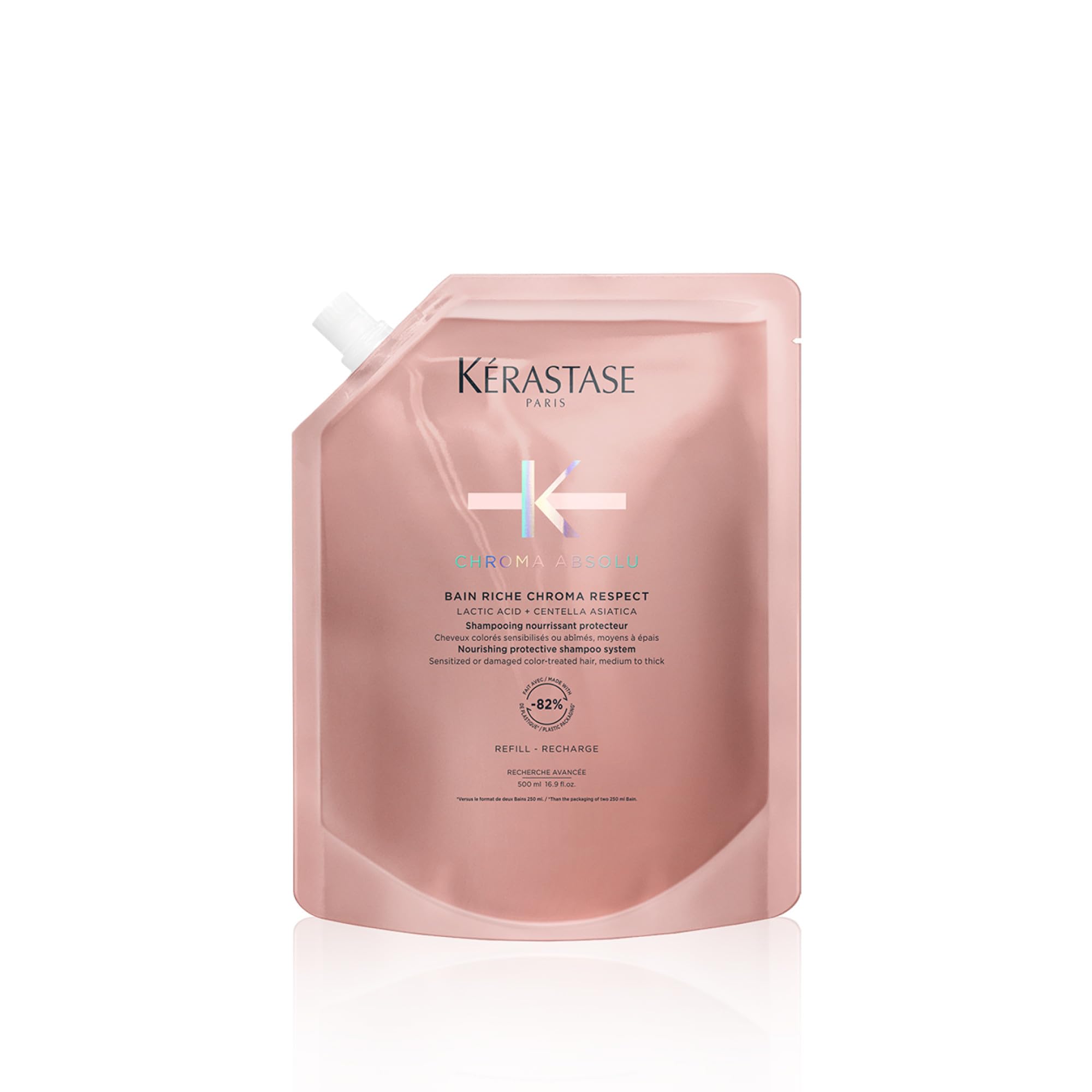 Kérastase, Chroma Absolu, Ricarica Shampoo, Per Capelli Colorati Colore Protetto e Capelli Nutriti, Con Acido Lattico e Acido Tartarico, Bain Riche Chroma Respect, 500 ml