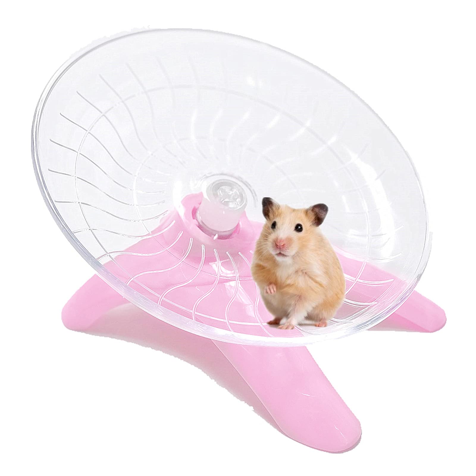 Hámster Flying Saucer Silent Running Rueda de ejercicio para hámsters, jerbos, ratones, erizo y otras mascotas pequeñas, rueda silenciosa, rueda de hámster (rosa)