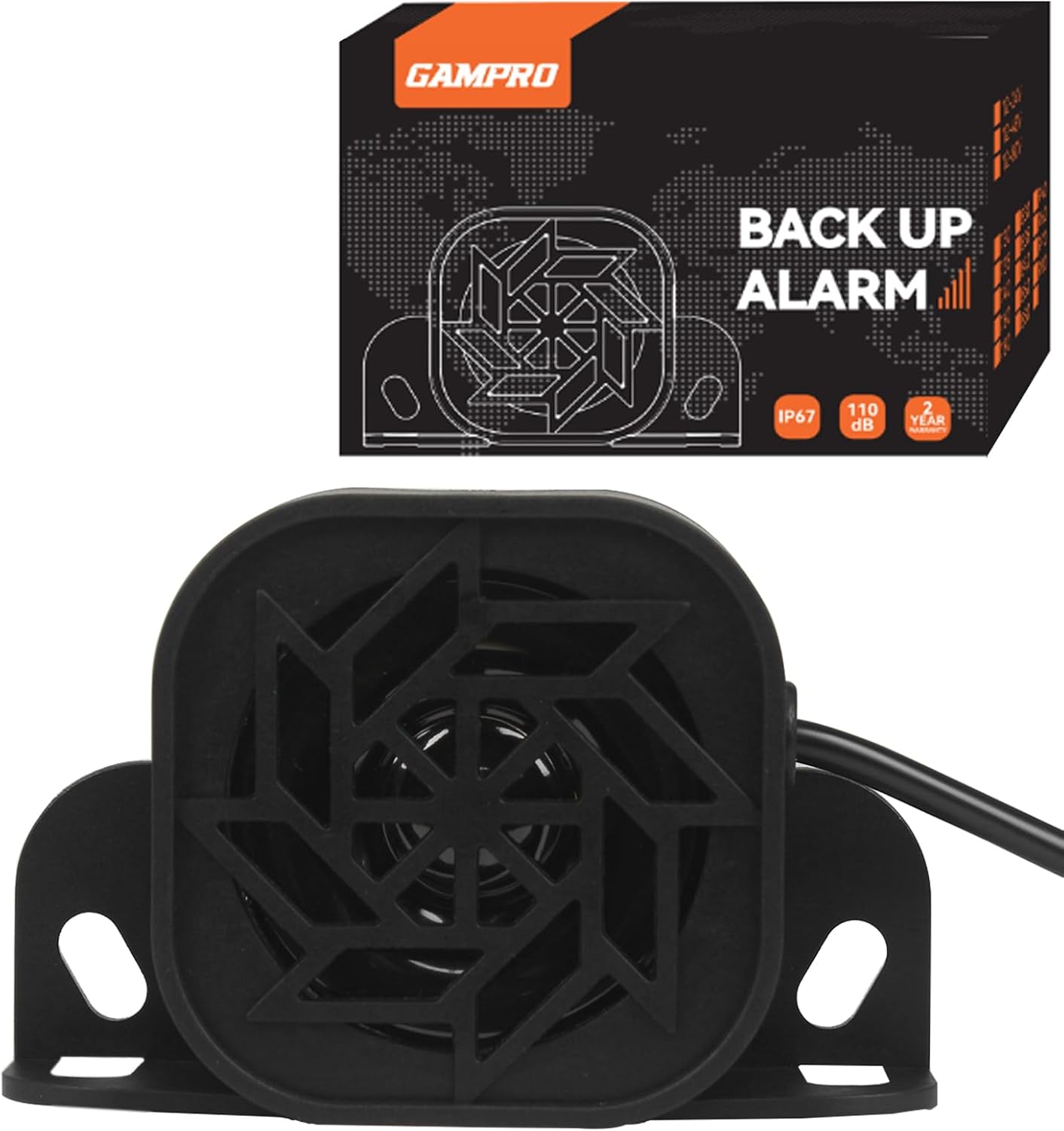 830 Back-up Alarm 12V-24V 110dB IP67 Waterproof Dust-Proof Reversing Warning Alarm with Super Loud Beeper Tone for Truck Van Forklift Car Lorry Agricultural Vehicles