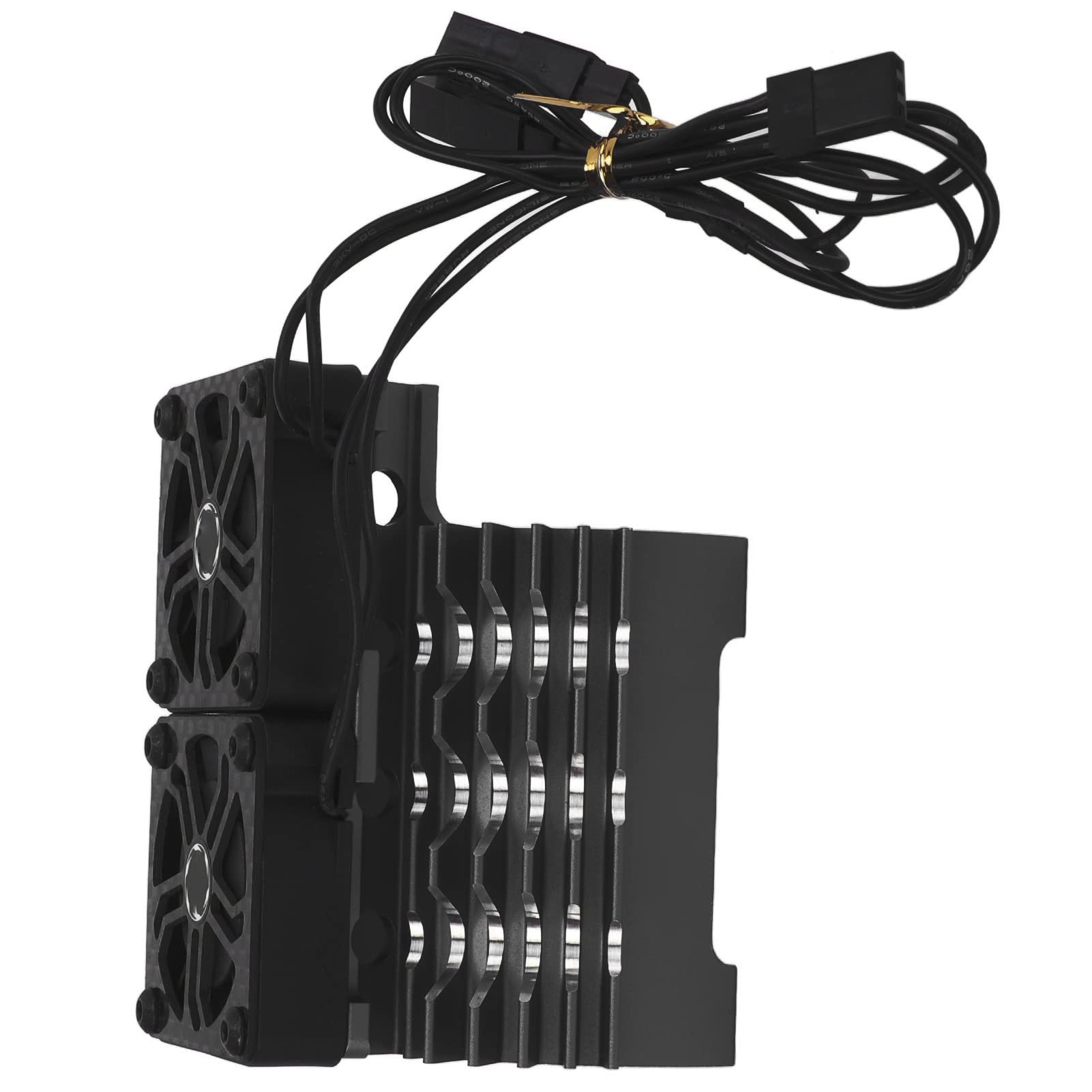 Dualer Lüftermotor, Motor, Kühlkörpermotor, Kühlgebläse, 8,4 V, 16000 U/min, Wärmeableitung [Platzhalter] mit Aluminiumlegierung und Kunststoff für 55 56 58 Mm Bürstenloser (Schwarz)