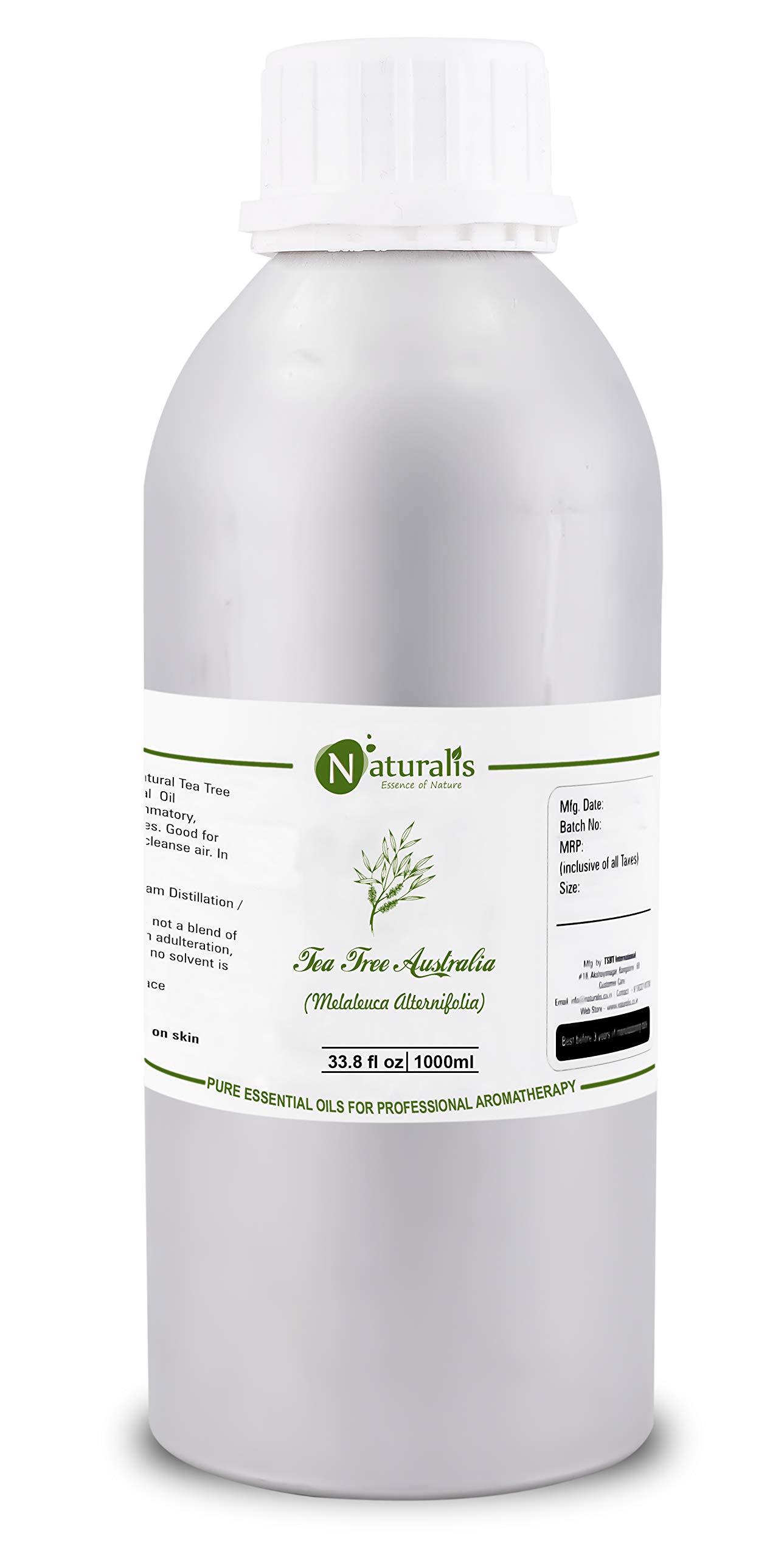 Naturalis Essence of Nature Australian Tea Tree Essential Oil for Acne, Pimples, Scars, Skin, Face, Hair care & Anti-Dandruff - 1000ml