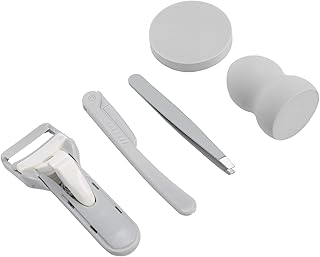 Conjunto de Ferramentas de Maquiagem - Navalha para Aparar Sobrancelhas, Pinça de Sobrancelha, Modelador de Cílios Com Esponja de Maquiagem para Aparar Sobrancelhas, Ondulação de