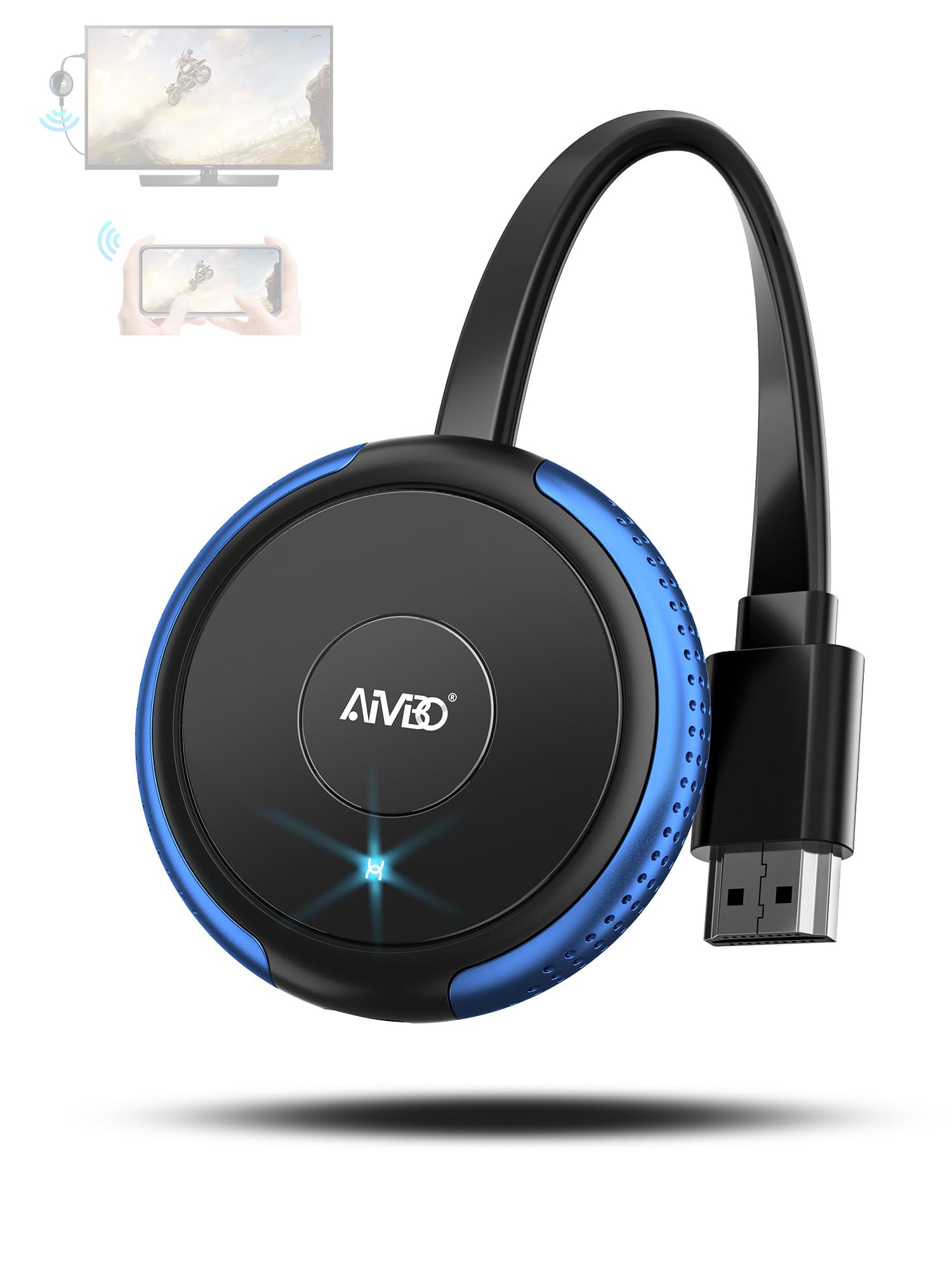 AIMIBO 4K Wireless Display Adapter 5G - Truly Plug & Play HDMI Wireless Dongle, Streaming Video from Android iOS Windows MacOS Tablet Laptop to TV Monitor Projector, Support Airplay DLNA Miracast Blue