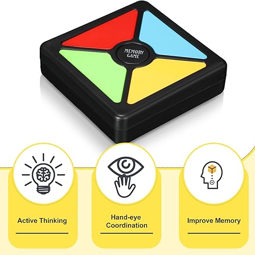 Miniatura 7 de Silipull Juego de memoria iluminado, 6 piezas, juguetes electrónicos de mano, rompecabezas de memoria de color, rompecabezas electrónicos, juegos de