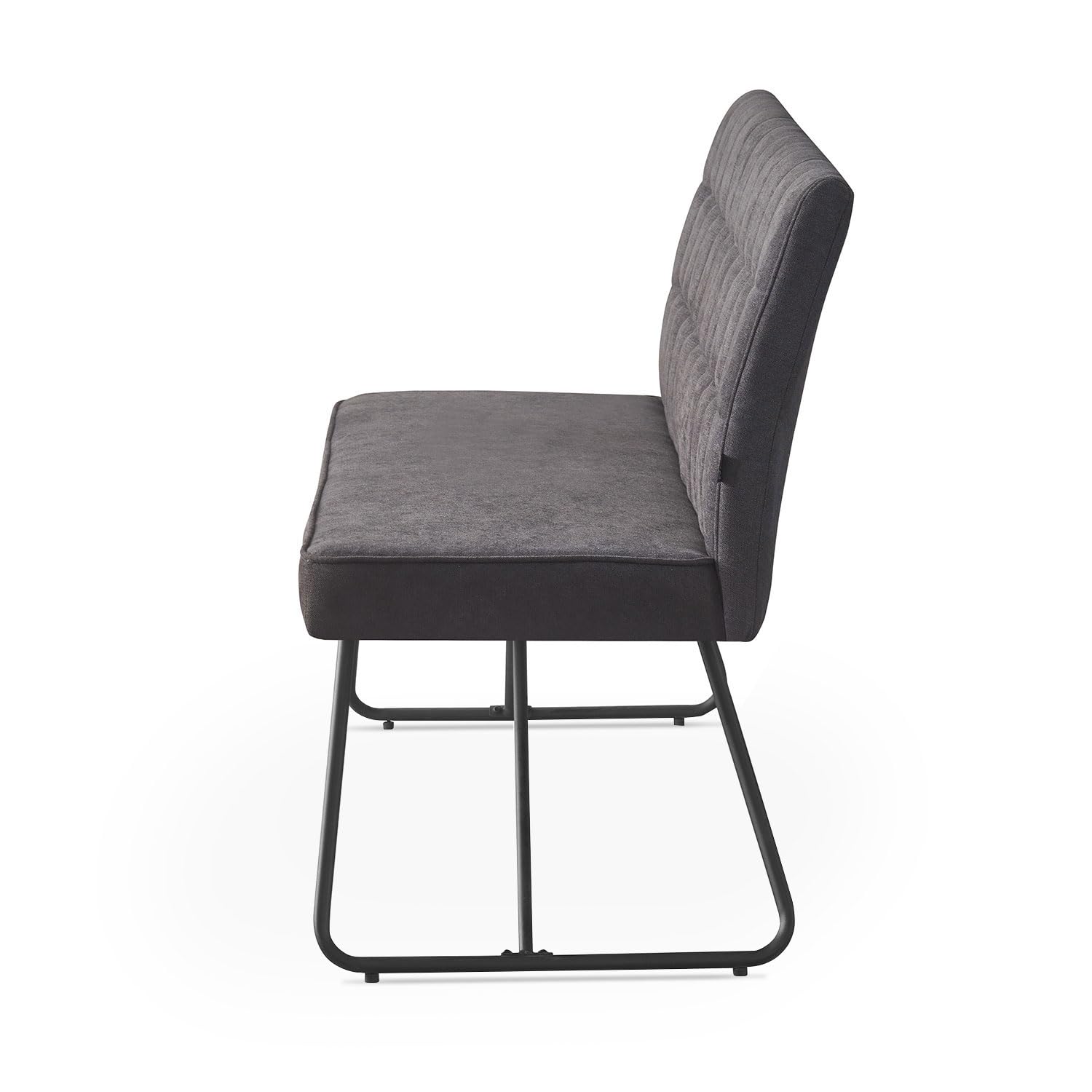 B&D home Sitzbank LINA, Esszimmerbank 140 cm mit Rückenlehne gepolstert für Esszimmer, Flur, Garderobe mit Metallgestell, Industrial modern Design, Anthrazit, 11311-140-ANTR (140 cm)