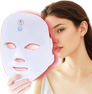 KNNKNN Red Light Therapy for face,Blue LED Light Therapy Mask,7-1 Colors LED Facial Skincare Mask at Home,USB Rechargeable,Cordless