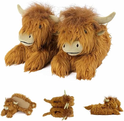 Highland Cow Slippers, Highland Cow Slippers For Women, Highland Cattle Slippers, Soft Warm