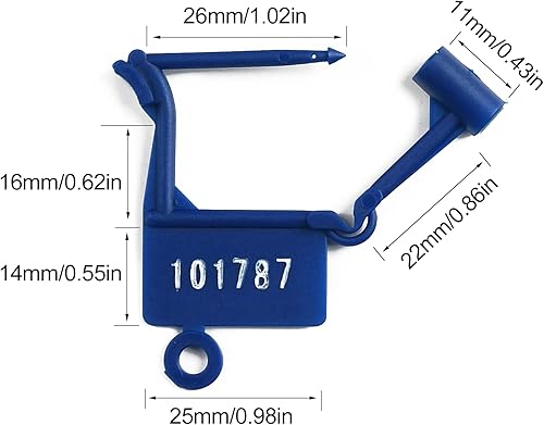Miniatura 6 de 100 etiquetas de seguridad desechables de plástico para candado, sellos de control de seguridad con bloqueo automático numerado a prueba de