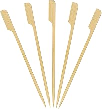 DEERA 6 Inch Wooden Gun Stick Skewers – Paddle Design for Snacks, BBQ & Catering – Pack of 100