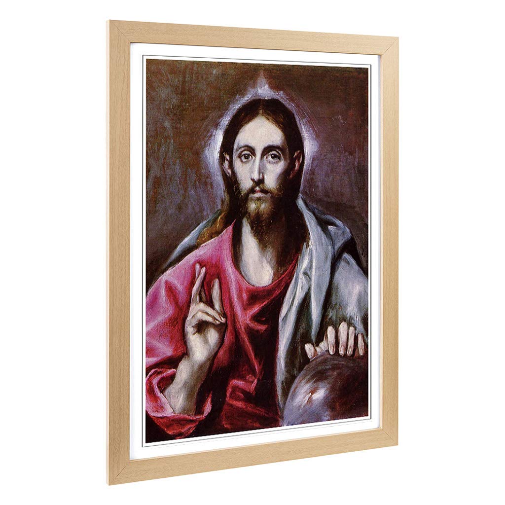 Big Box Art Framed Print of El Greco Christ Design | Wall Art Picture | Home Decor for Kitchen, Living, Dining Room, Lounge, Bedroom, Hallway, Office, Oak, A2 / 24.5x18 Inch / 62x45cm