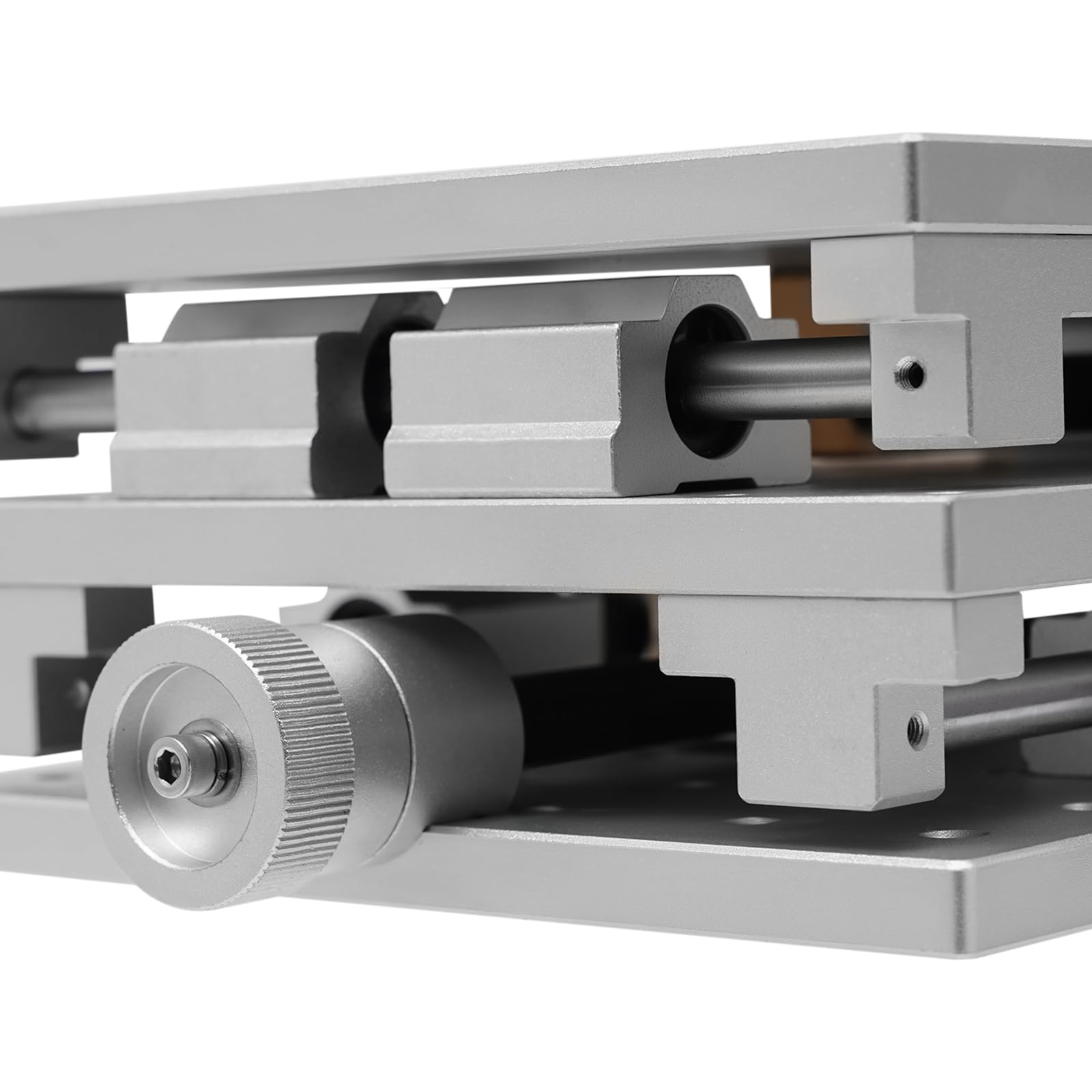 Manueller XY-2-Achsen-Lineartisch 50 * 80mm Schlaganfall M6 Threaded Hole Aluminiumlegierung Lineartisch mit Handrad XY Linear Stages für IC, U-Disk, MP3, Speicherkarte Positionsmarkierung