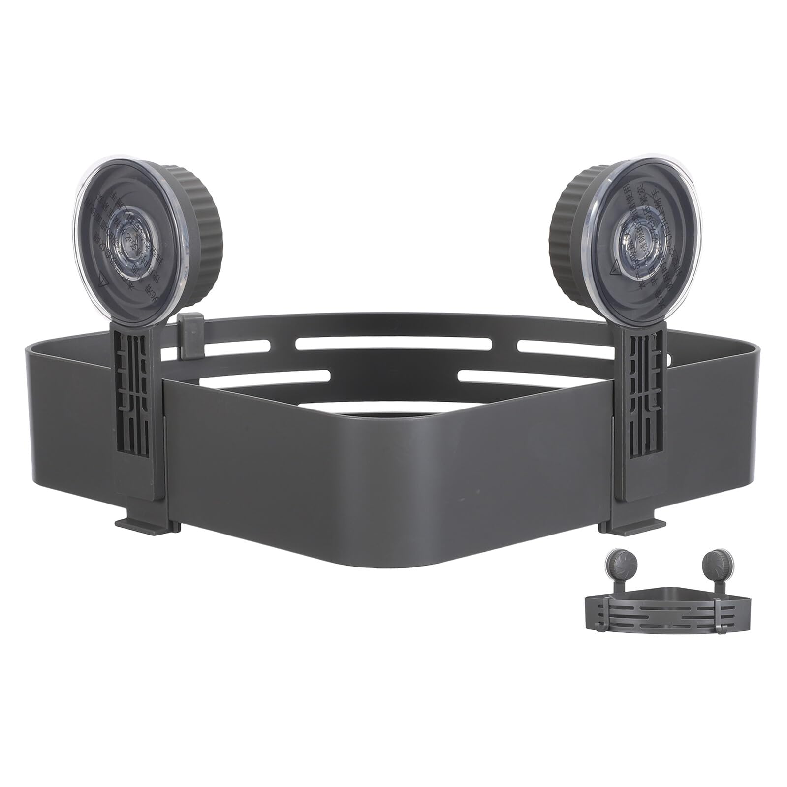 Estante de ducha triangular gris con ventosa y gancho integrado Alipis