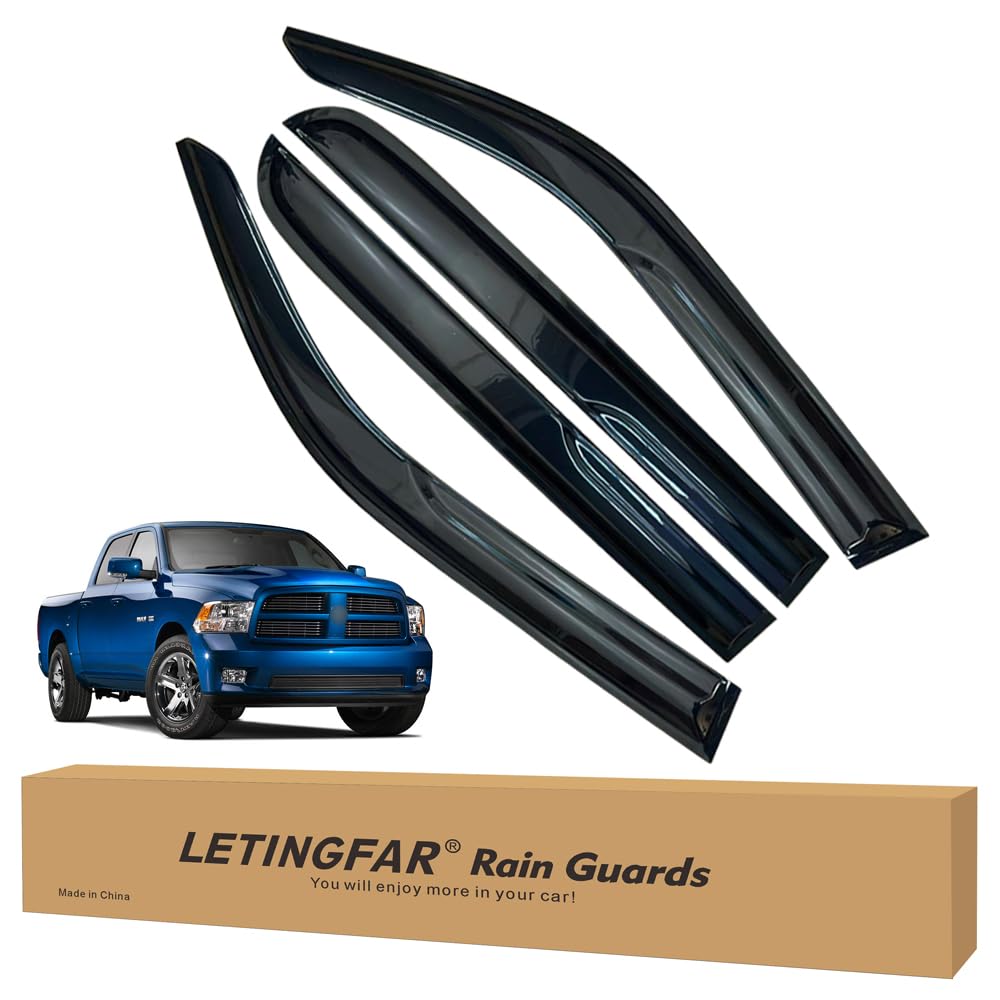 Window Visors Rain Guards for Dodge Ram 1500 Crew Cab 2019 2020 2021 2022 2023 2024 2025 Accessories, Wind Deflectors Vent Shades for Dodge Ram 1500 Crew Cab