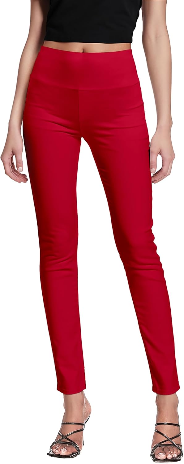 Hybrid & Company Super Comfy Stretch with Full Elastic Waist Pull On Millennium Twill Pant 1X Short Red