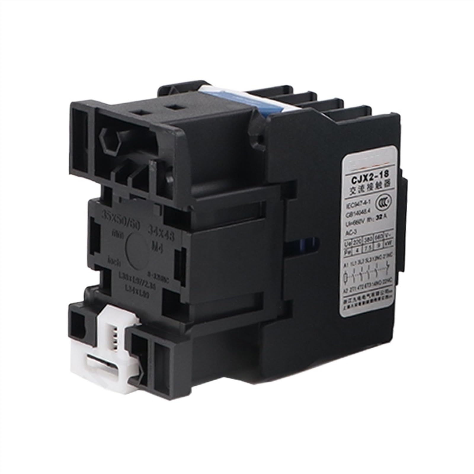 Stycznik AC CJX2-1801 LC1 18 A trójfazowy 3-biegunowy NF, napięcie cewki 380 V, 220, 110, 36, 24, 50/60 Hz, montaż na szynie DIN 3P+1NF(110v)