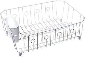 Rubbermaid White Large Dish Drainer for Kitchen Counter with Ample Drying Space