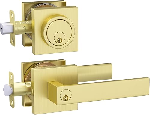 Miniatura 12 de Haidms Juego de Cerradura de Puerta Exterior Negra con Pestillo, Manija de Puerta Frontal y Juego de Pestillo, Cerraduras de Puerta de Entrada, Mate