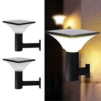 hardoll 10W Solar Lights for Outdoor Home Waterproof Garden Waterproof Wall Lamp (Square Shape-Pack of 2)