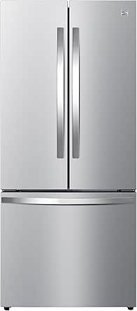 Kenmore 46-75525 29.88 Inch Counter-Depth French Door Refrigerator/Freezer with Fingerprint-Resistant Stainless Steel, Ice Maker, Quiet and Energy Efficient Inverter Compressor, 17.5 cu. ft.