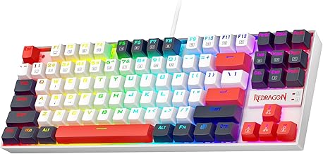 Redragon K552P Mechanical Gaming Keyboard TKL with 18 Backlight Modes, Hot-Swappable Red Switches, 87-Key Compact Ergonomic Design, N-Key Rollover & Software Programmable Macro - RGB, Neo Nocturne