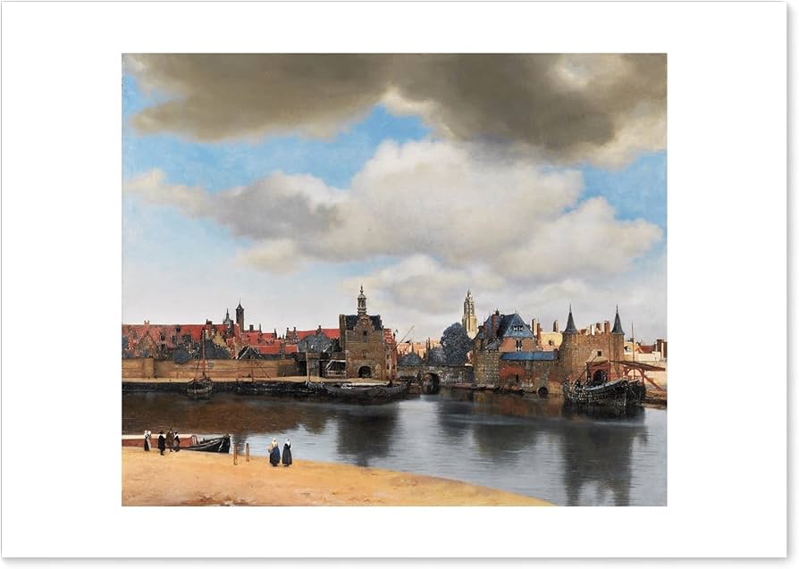 輸入雑貨　天然石　フェルメール作　『デルフトの眺望 』　水晶絵　クリスタルアート 輸入雑貨 天然石 フェルメール作 『デルフトの眺望 』 水晶絵