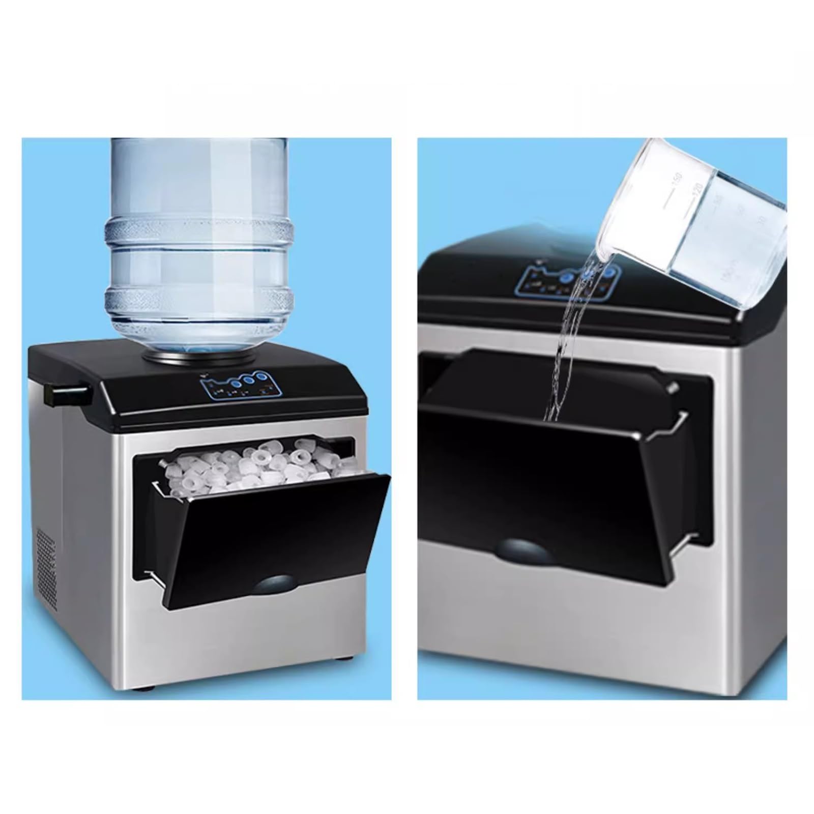 Máquina de Hielo portátil Máquina de Hielo Comercial pequeña, 25KG, Cubo Multifuncional for el hogar, máquina de Hielo Completamente automática Máquina para Hacer Hielo