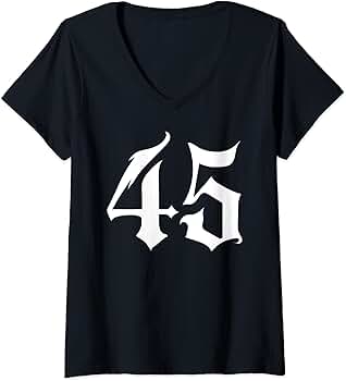 Amazon.com: Womens Old English Number 45 Forty-Five V-Neck T