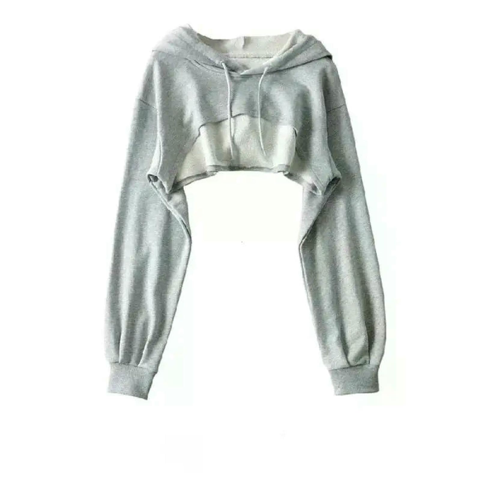 Bluza z kapturem Kobieca Osobowość Nieregularne Crop Ultra Krótki Styl Długi Rękaw Top Drop Shipping Bluza Y2k Ubrania