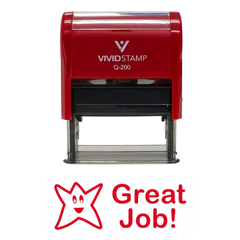 Great Job Teacher Self Inking Rubber Stamp (Red Ink) - Medium