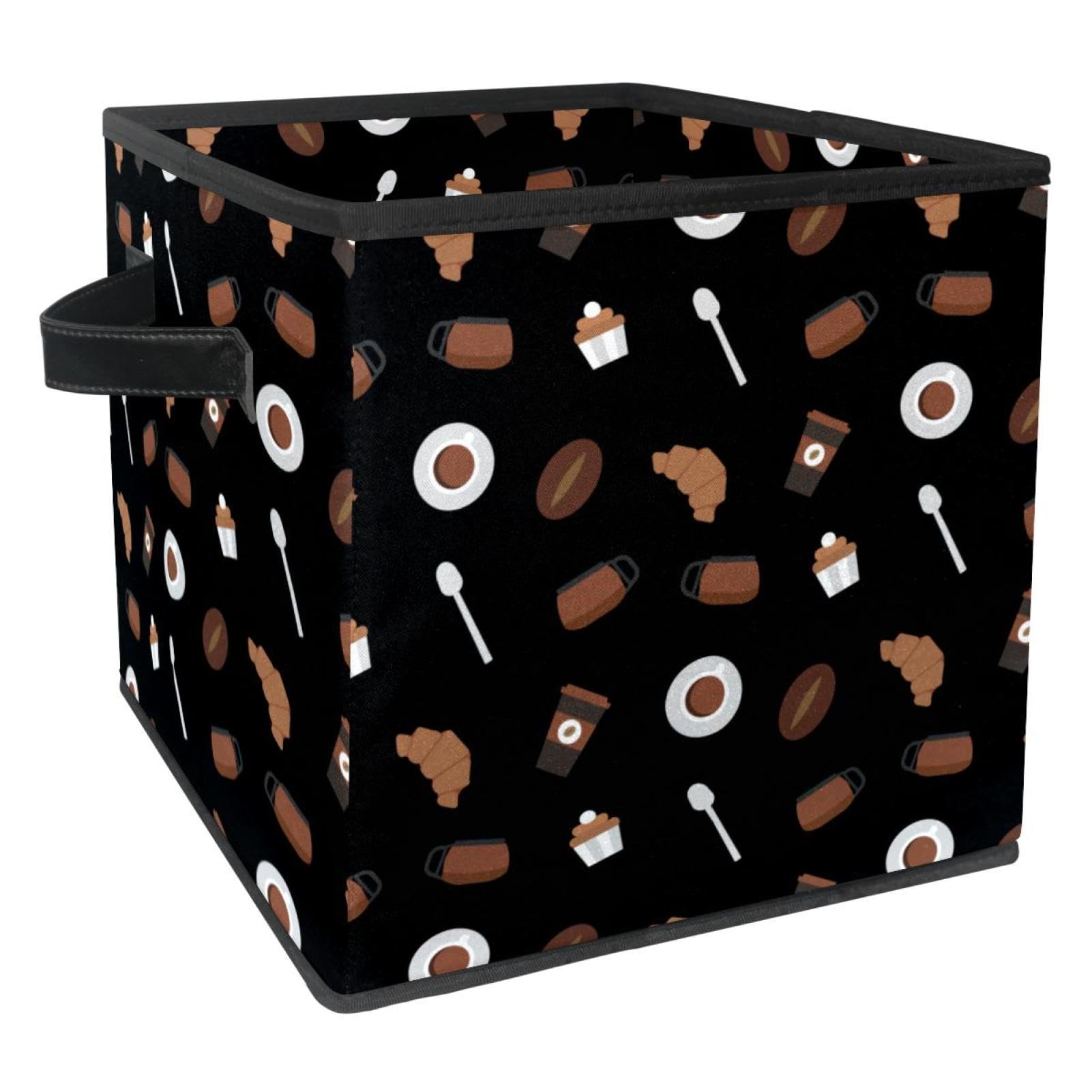 Boîte de rangement pliable pour jouets et livres, cube déco motif café pour la chambre