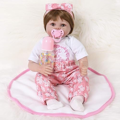 ENADOLL Muñeca Reborn Baby Doll realista de vinilo de silicona de 24 pulgadas con peso y cuerpo suave realista para niños a partir de 3 años (banda