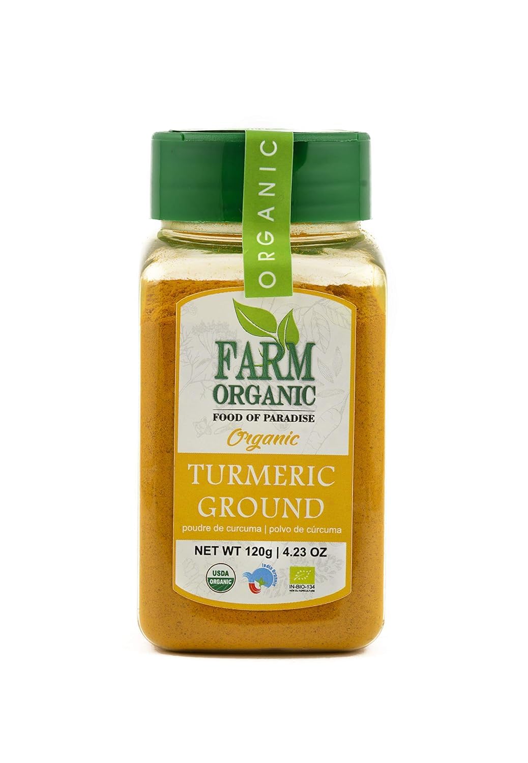 Farm Organic | Organic Turmeric 3% 120g Powder | Gluten Free | Vegan | NonGMO | Halal