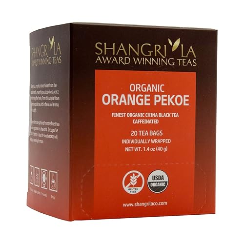 Miniatura 2 de Shangri-La Tea Company Té orgánico de naranja Pekoe, 2 cajas con 20 bolsas de té cada una (40 en total)
